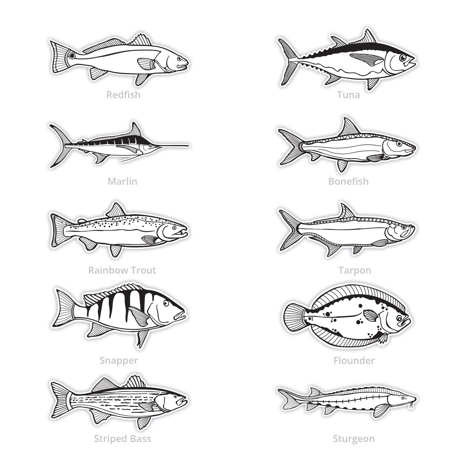 Mud Hole Black & White Game Fish Bumper Stickers