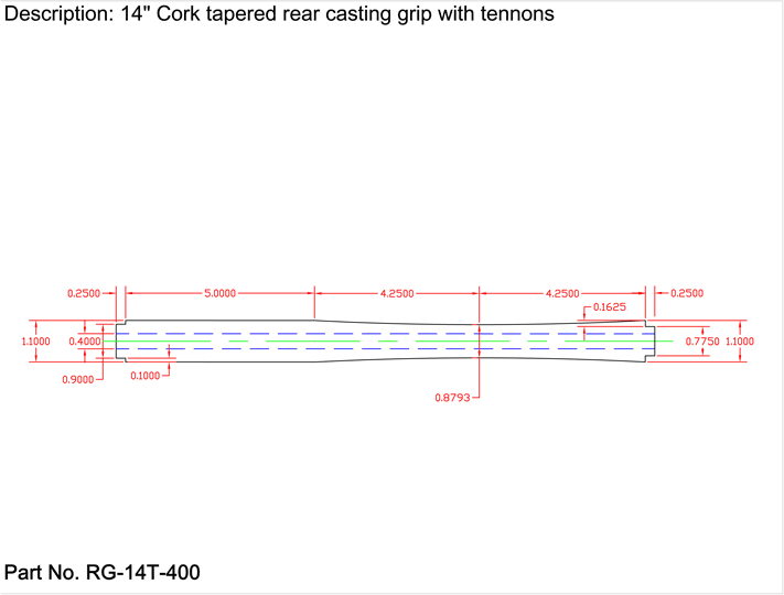 American Tackle 14" Contoured Rear Casting Grip – Super Grade Cork
