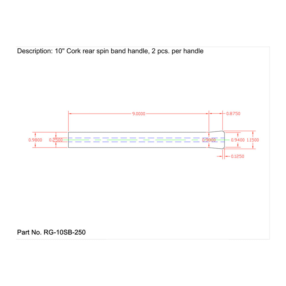 American Tackle 10" Spin Band Rear Grip – Super Grade Cork