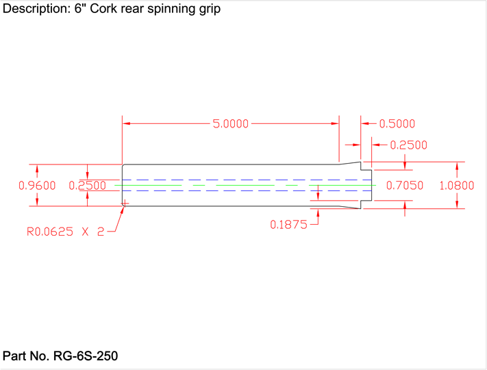 American Tackle Straight Rear Spinning Grips – Single Tenon (EVA or Cork)
