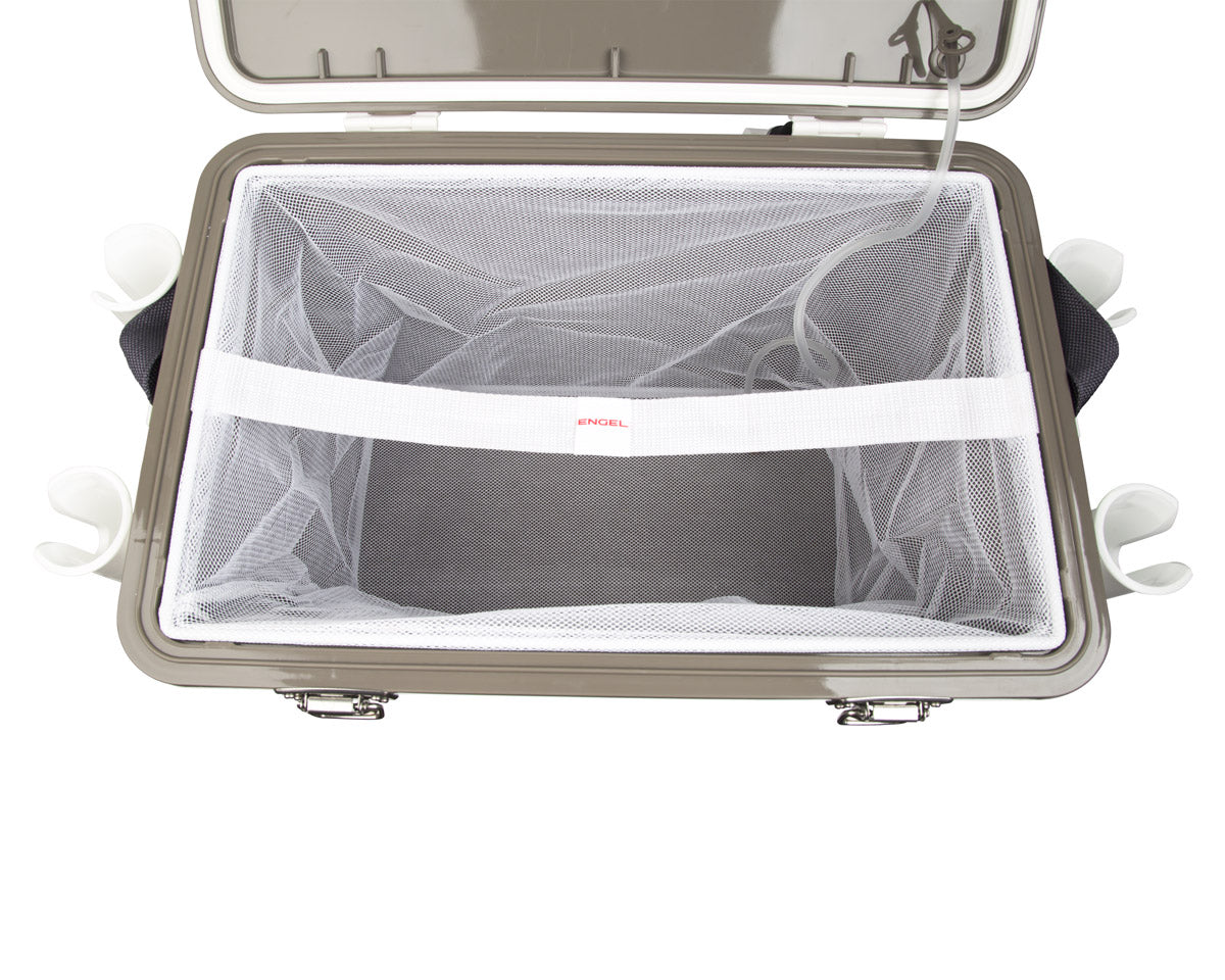 Engel 30 Qt. Live Bait Dry Box/Cooler w/ Rod Holders - White