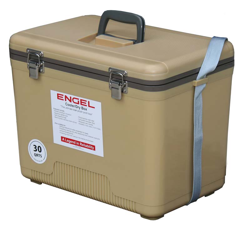 Engel 19 Qt. Cooler/Dry Box with Rod Holders - Tan