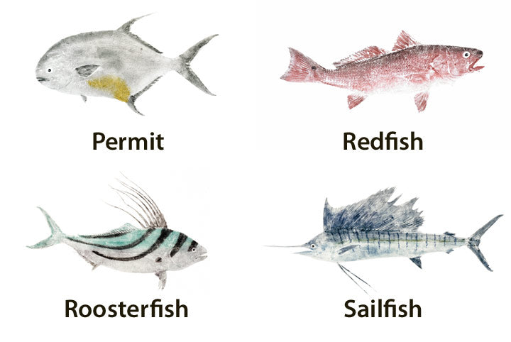 Mud Hole Japanese Gyotaku Fish Art Decals by Marshall Madruga