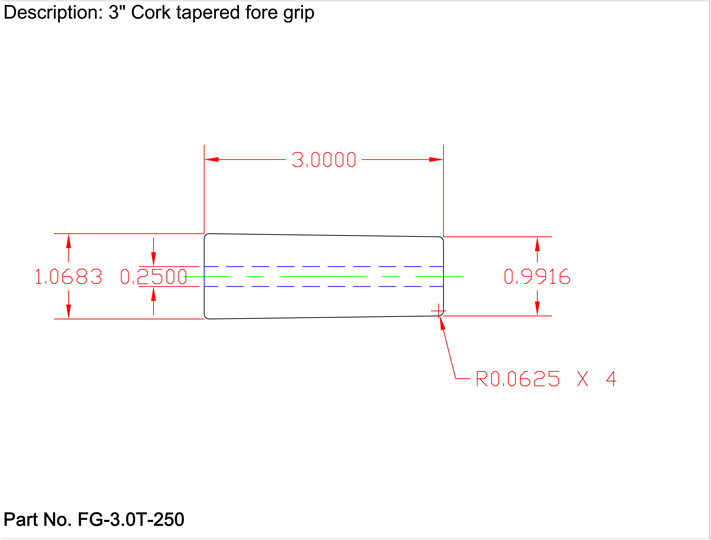 American Tackle 3" Tapered Foregrip – Super Grade Cork