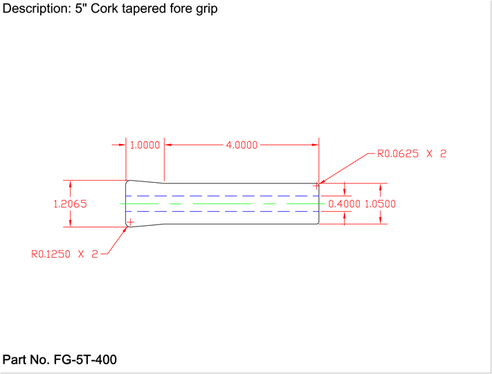 American Tackle 5" Reverse Tapered Foregrip – Super Grade Cork