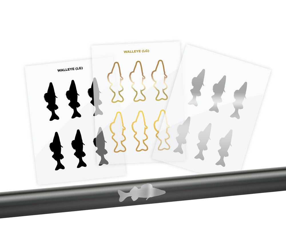 Mud Hole Walleye Silhouette Rod Decals - Peel & Stick