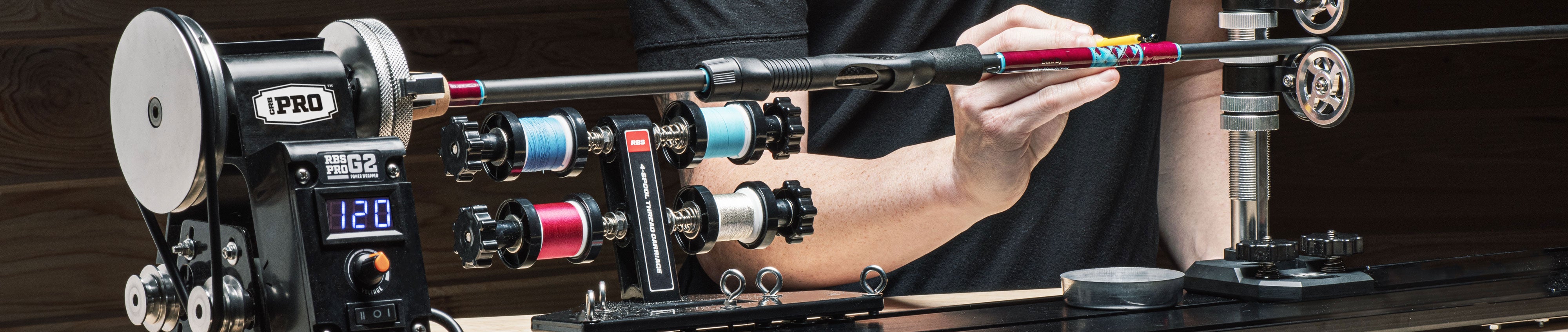 Building custom rods on the CRB RBS PRO G2 power wrapping machine is a breeze. The RBS PRO is one machine that does it all, with dual wrapping and finishing motors it is the first and last tool you'll need to build great custom fishing rods.
