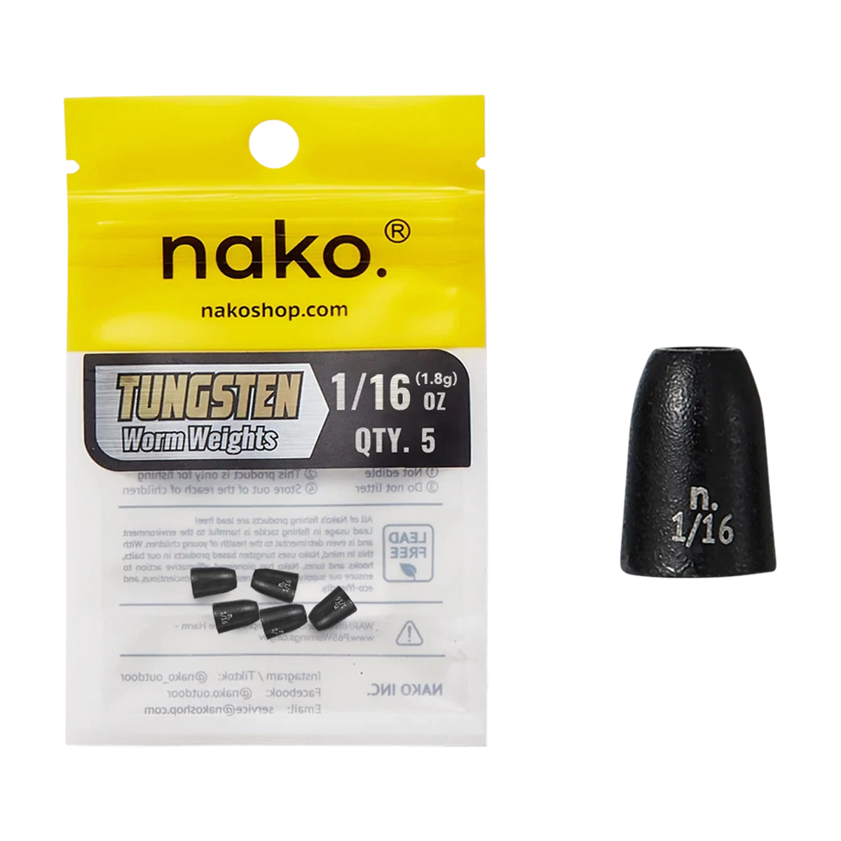 Nako Tungsten Worm Weights - 5pk