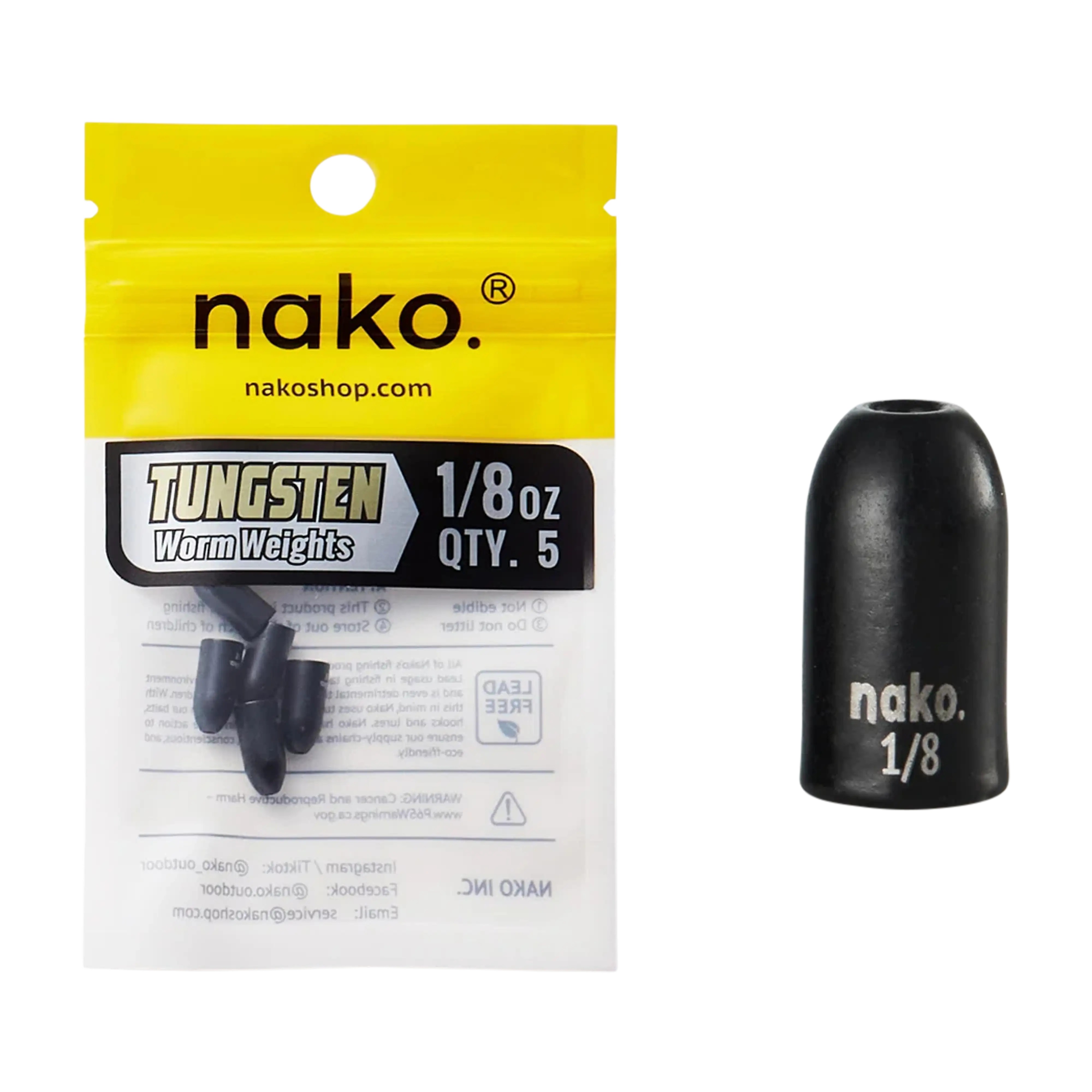 Nako Tungsten Worm Weights - 5pk