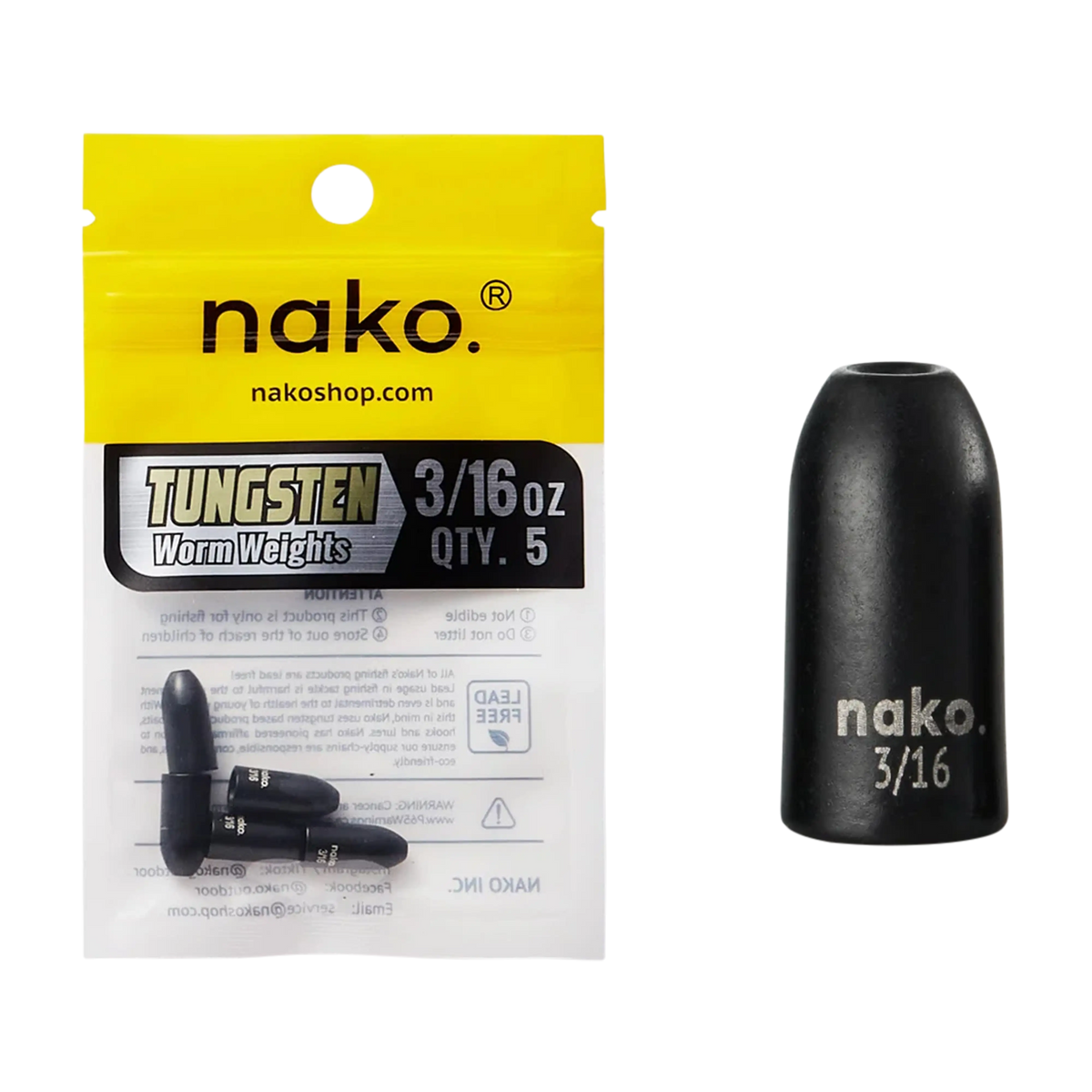 Nako Tungsten Worm Weights - 5pk