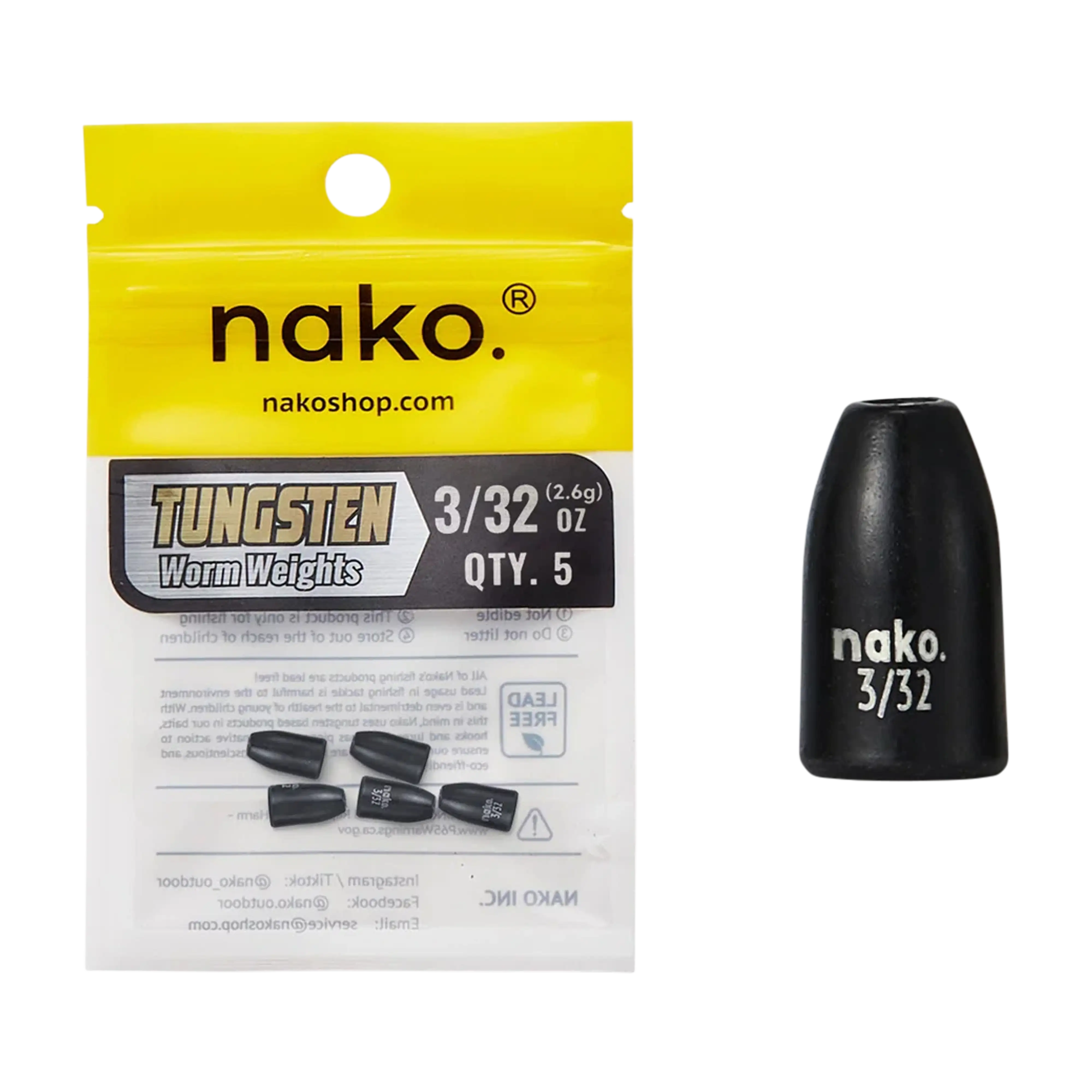 Nako Tungsten Worm Weights - 5pk