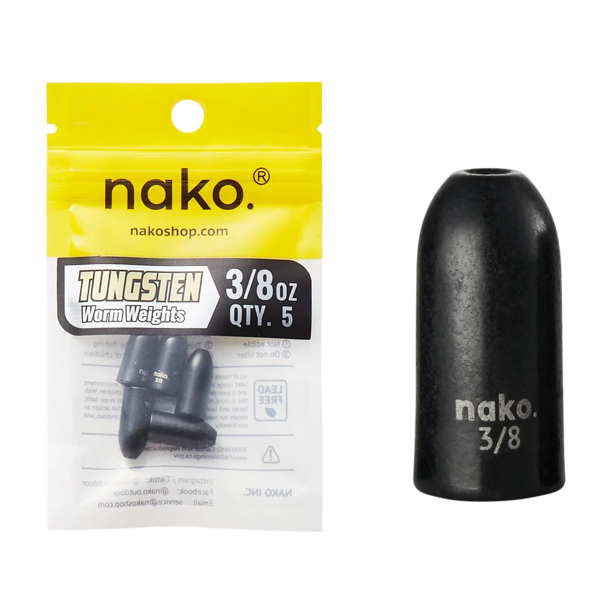 Nako Tungsten Worm Weights - 5pk