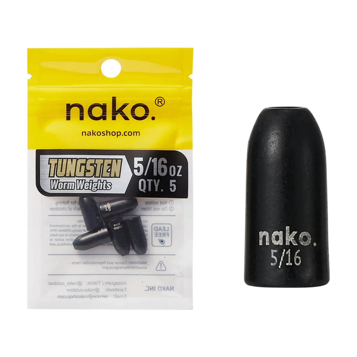 Nako Tungsten Worm Weights - 5pk