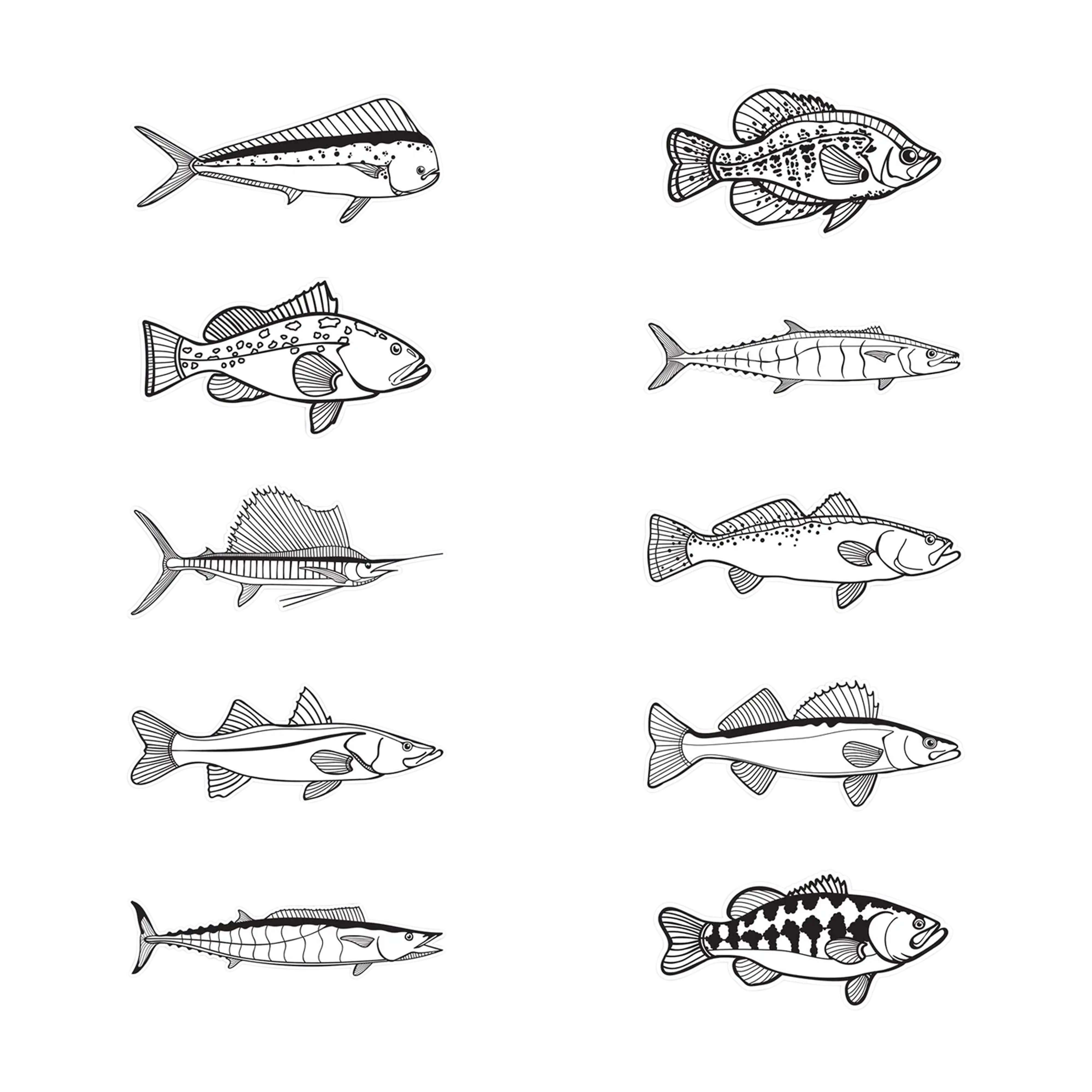 Mud Hole Black & White Game Fish Bumper Stickers