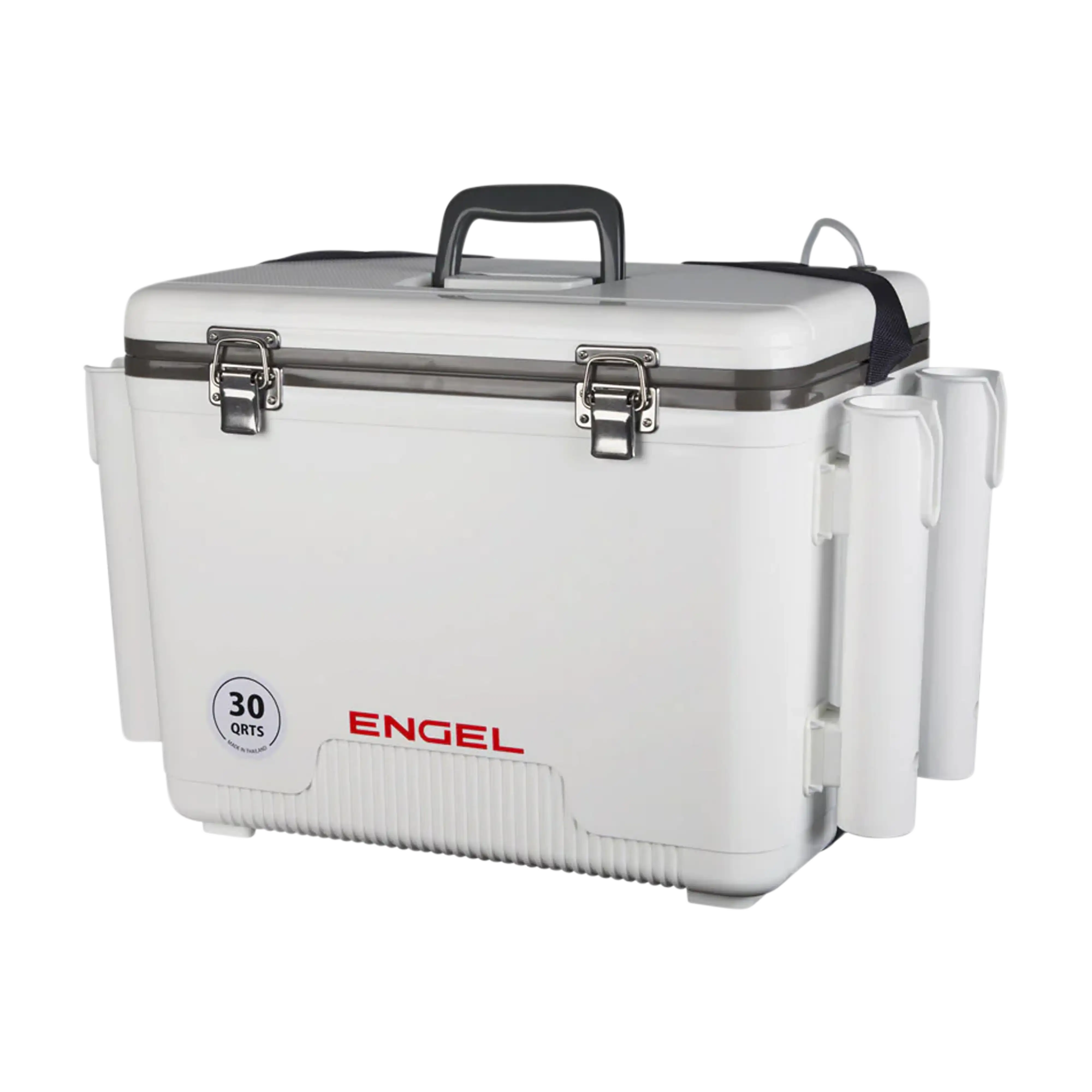 Engel 30 Qt. Live Bait Dry Box/Cooler w/ Rod Holders - White