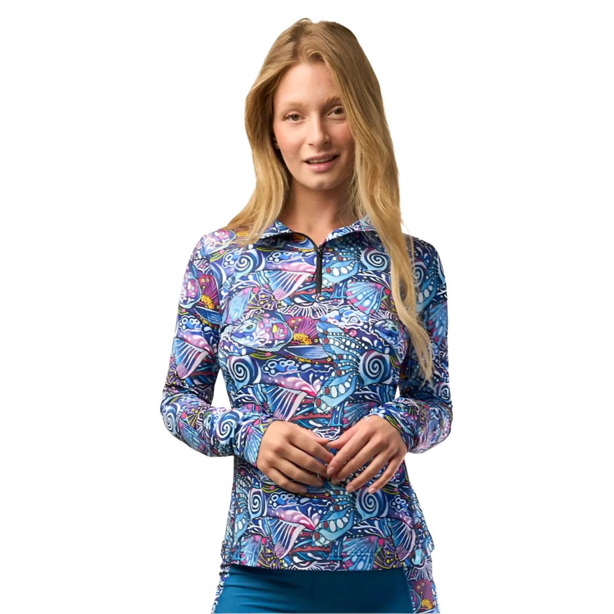 salsation トップスXS Fishe Women's 1/4 Zip Long Sleeve Sunshirt