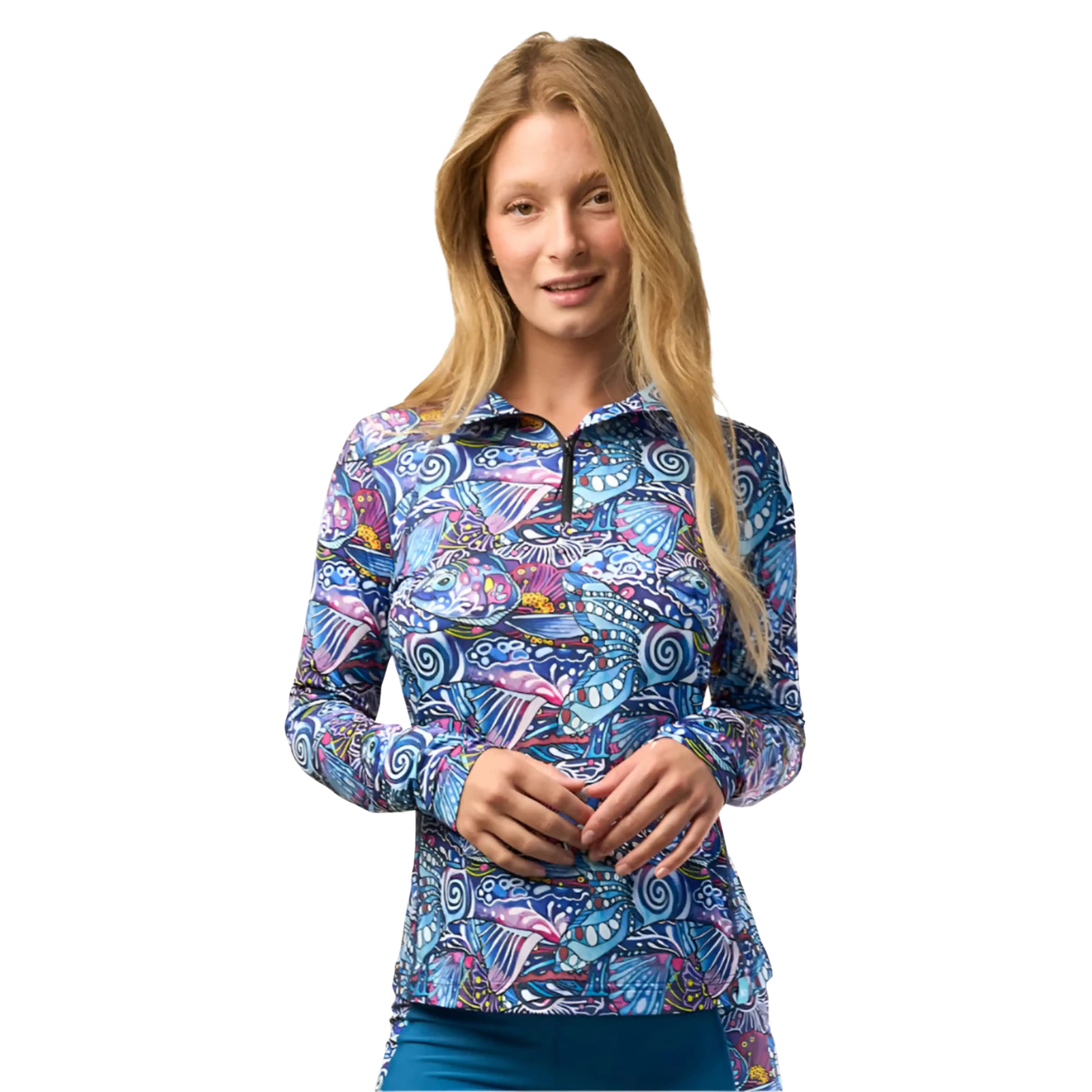 Fishe Women’s 1/4 Zip Long Sleeve Sunshirt Enchanted Grayling