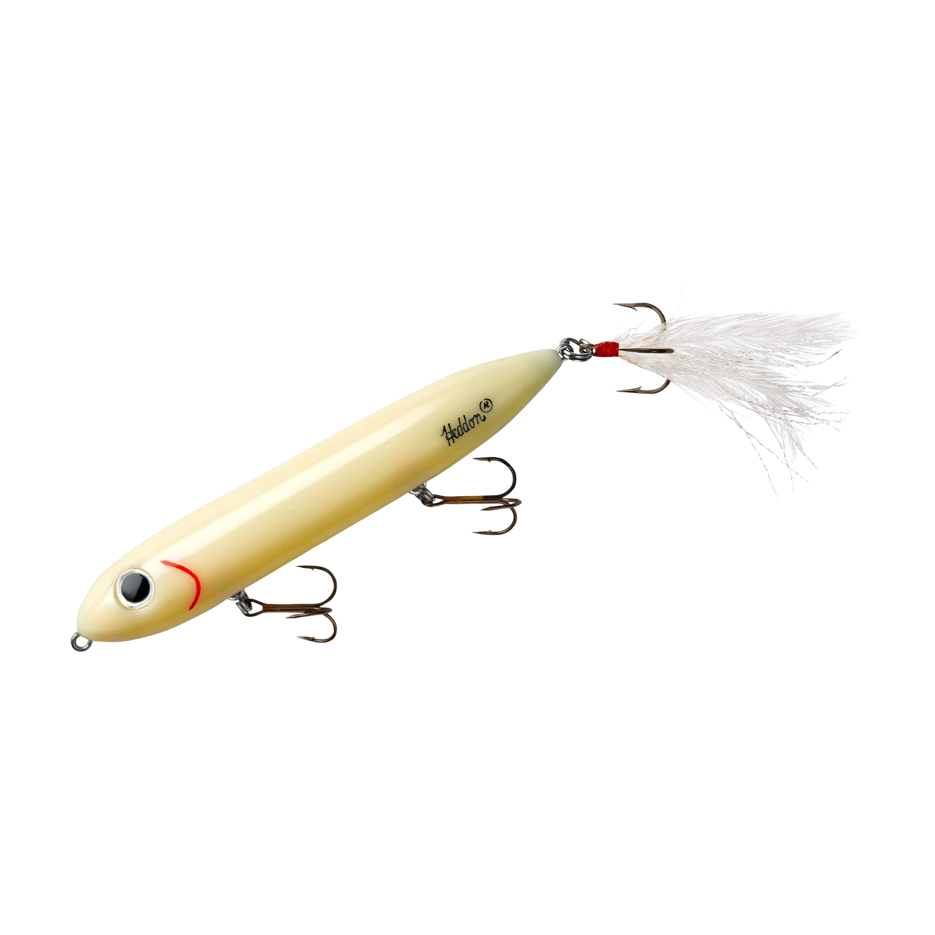 dressed fishing hooks Heddon Feathered Super Spook Bone