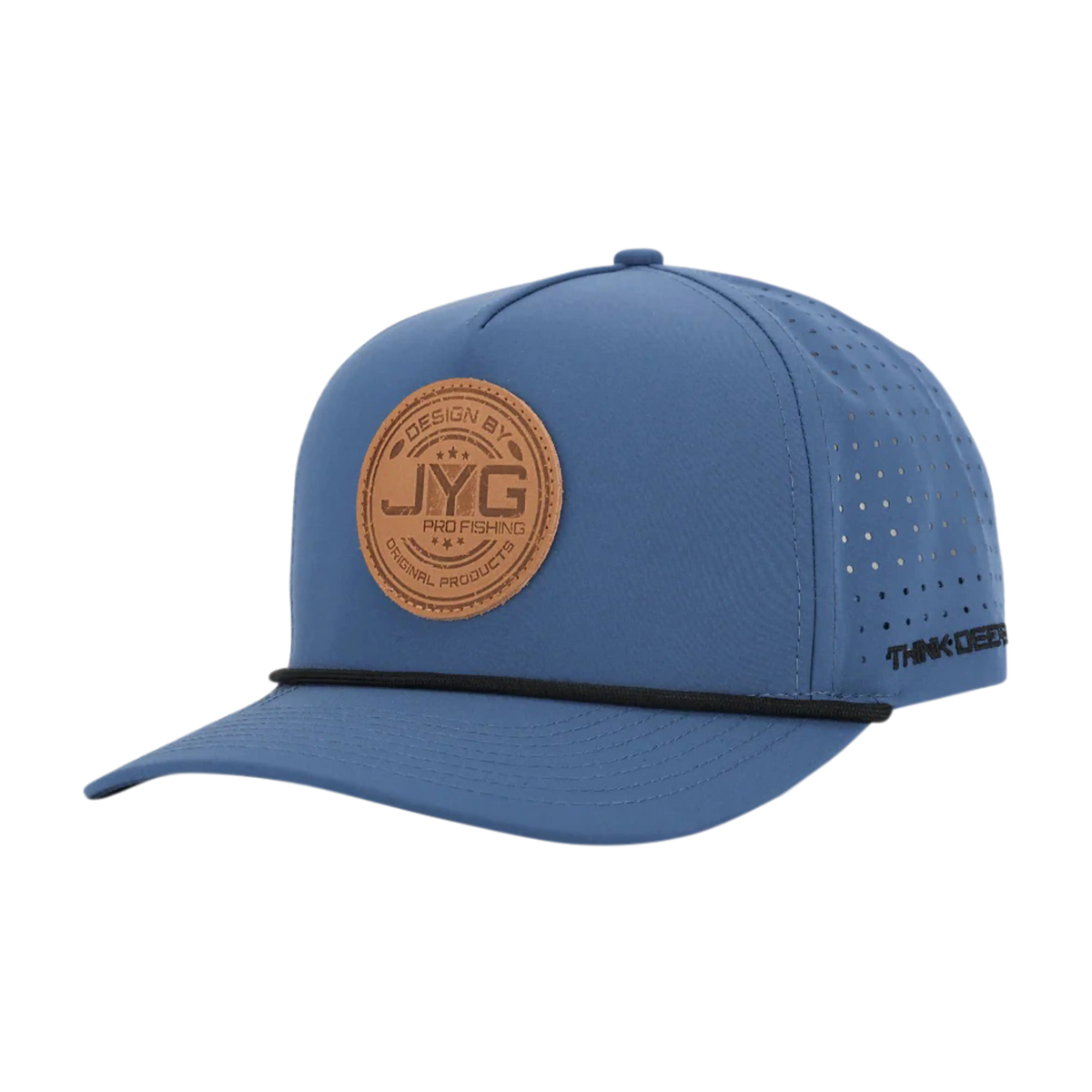 JYG Profishing Navy Leather Patch 5-Panel Hat