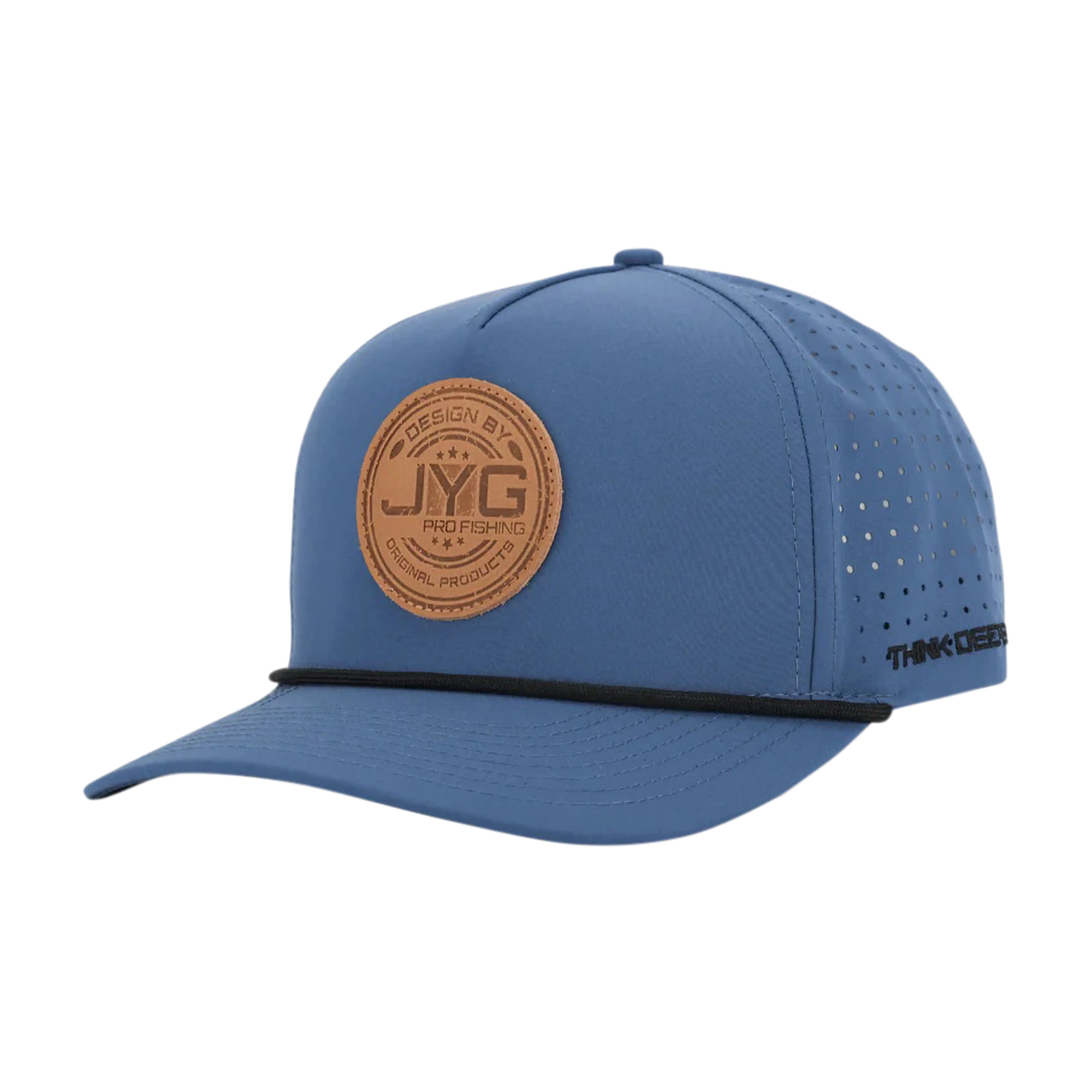 JYG Profishing Navy Leather Patch 5-Panel Hat