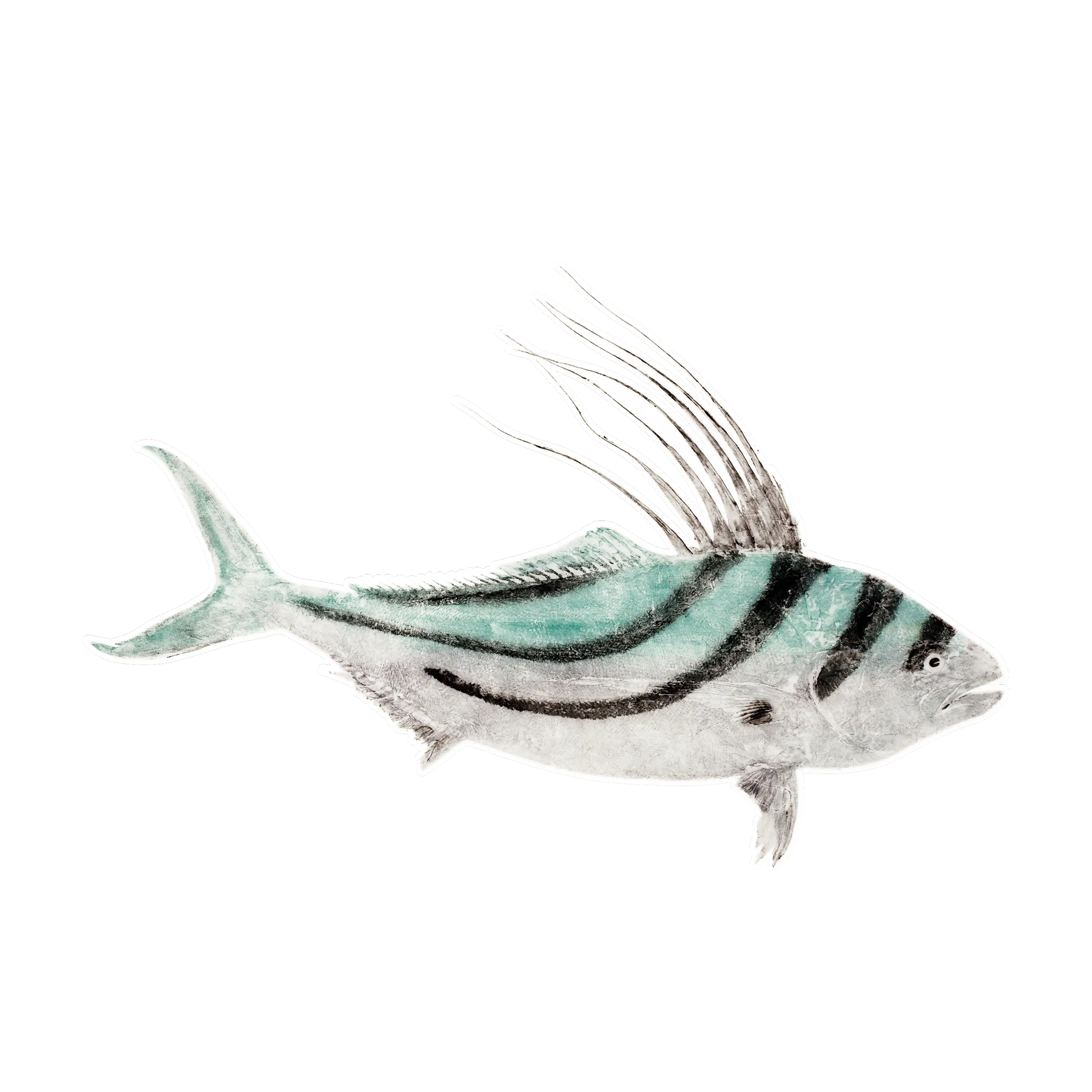 Mud Hole Japanese Gyotaku Fish Art Decals by Marshall Madruga