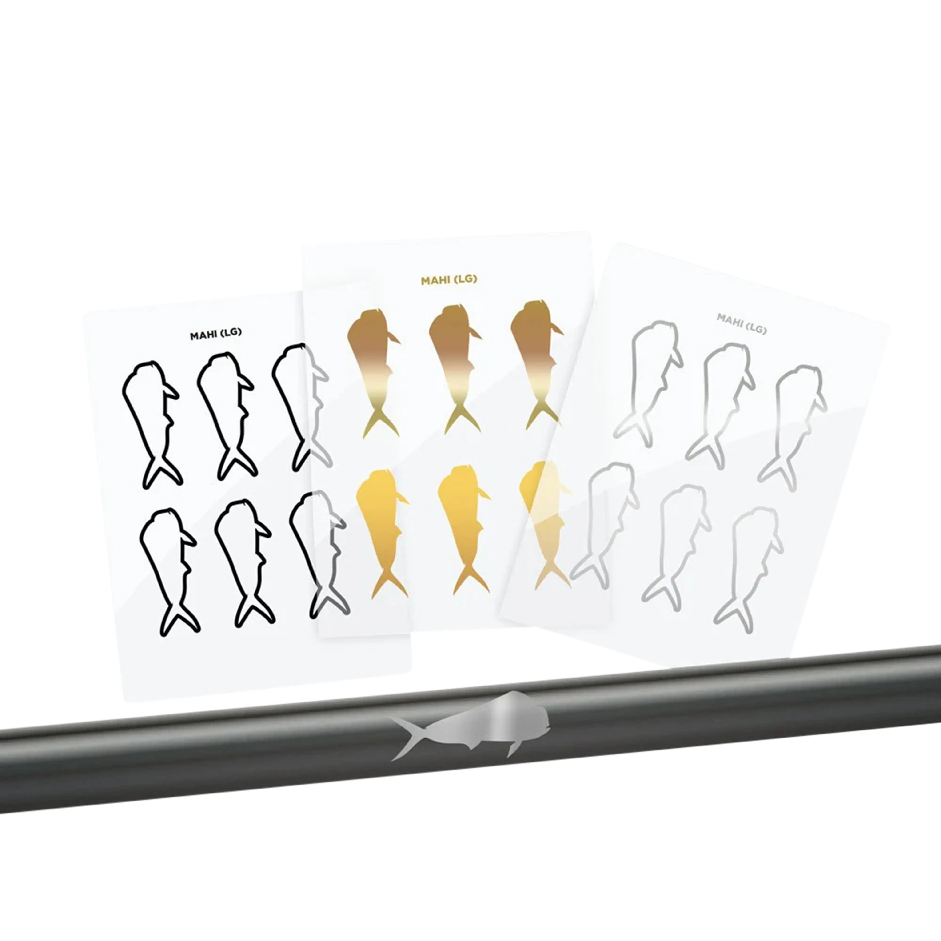 Mud Hole Mahi Mahi Silhouette Rod Decals - Peel & Stick