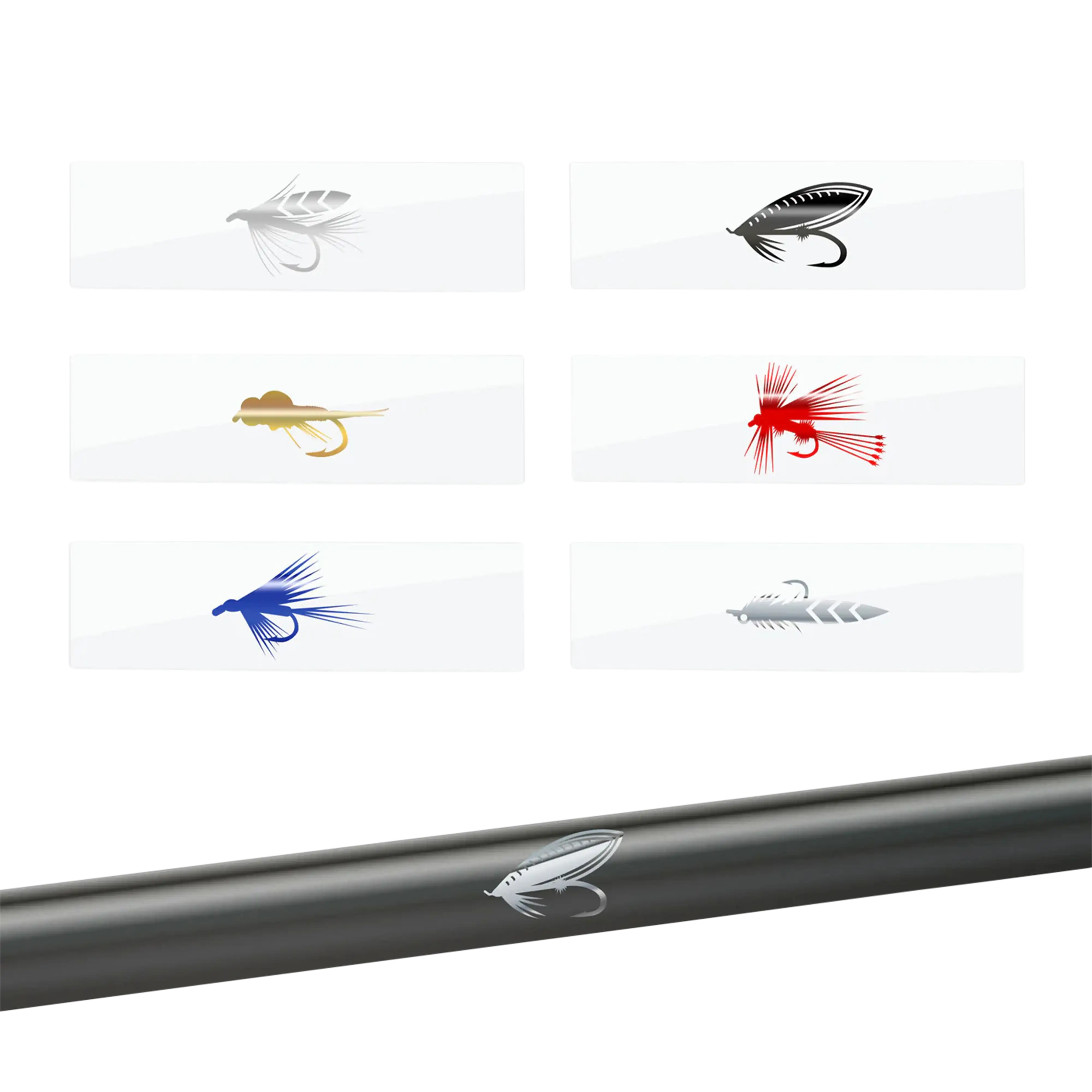 Mud Hole Monochrome Fly Pattern Rod Decals