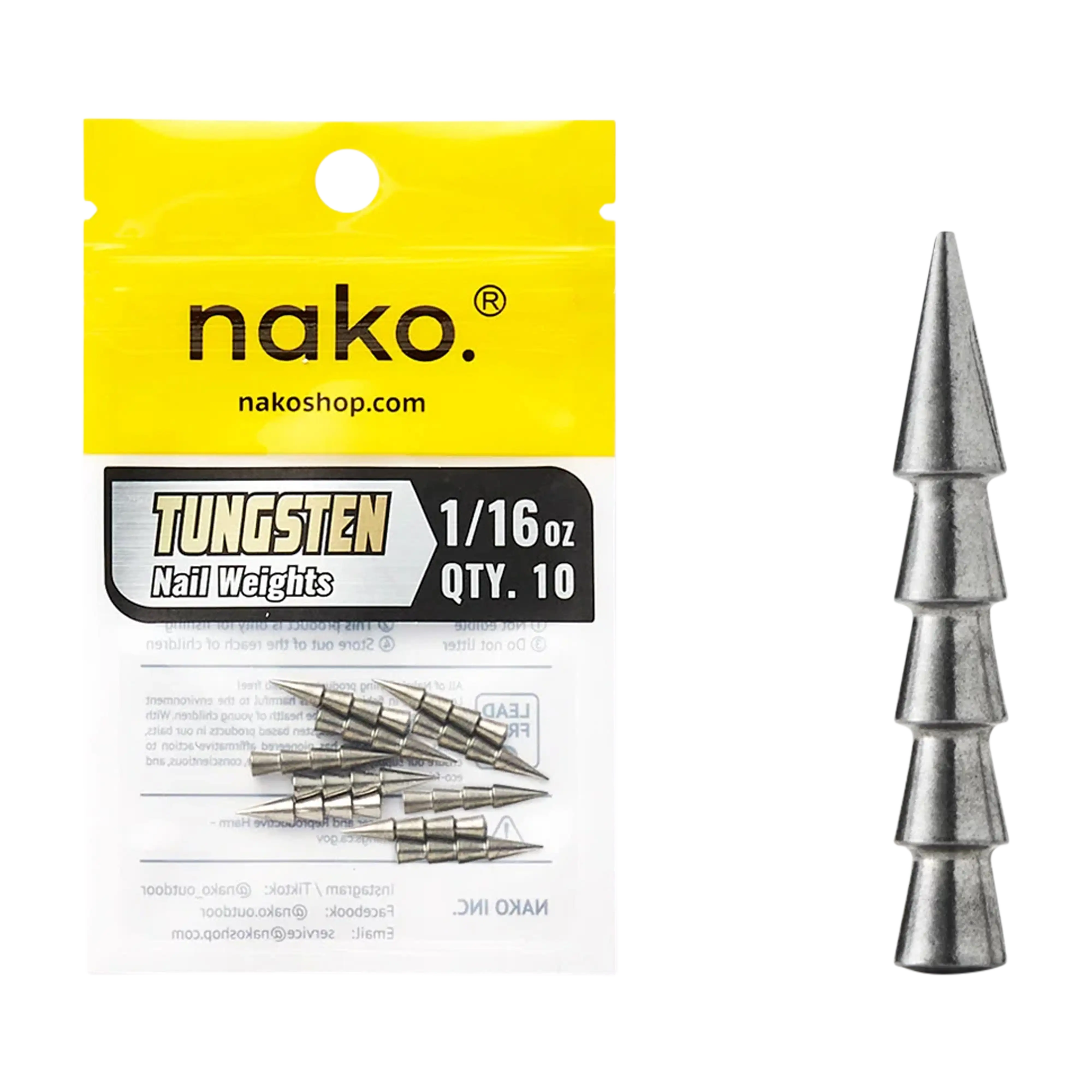 Nako Tungsten Nail Weights - 10pk