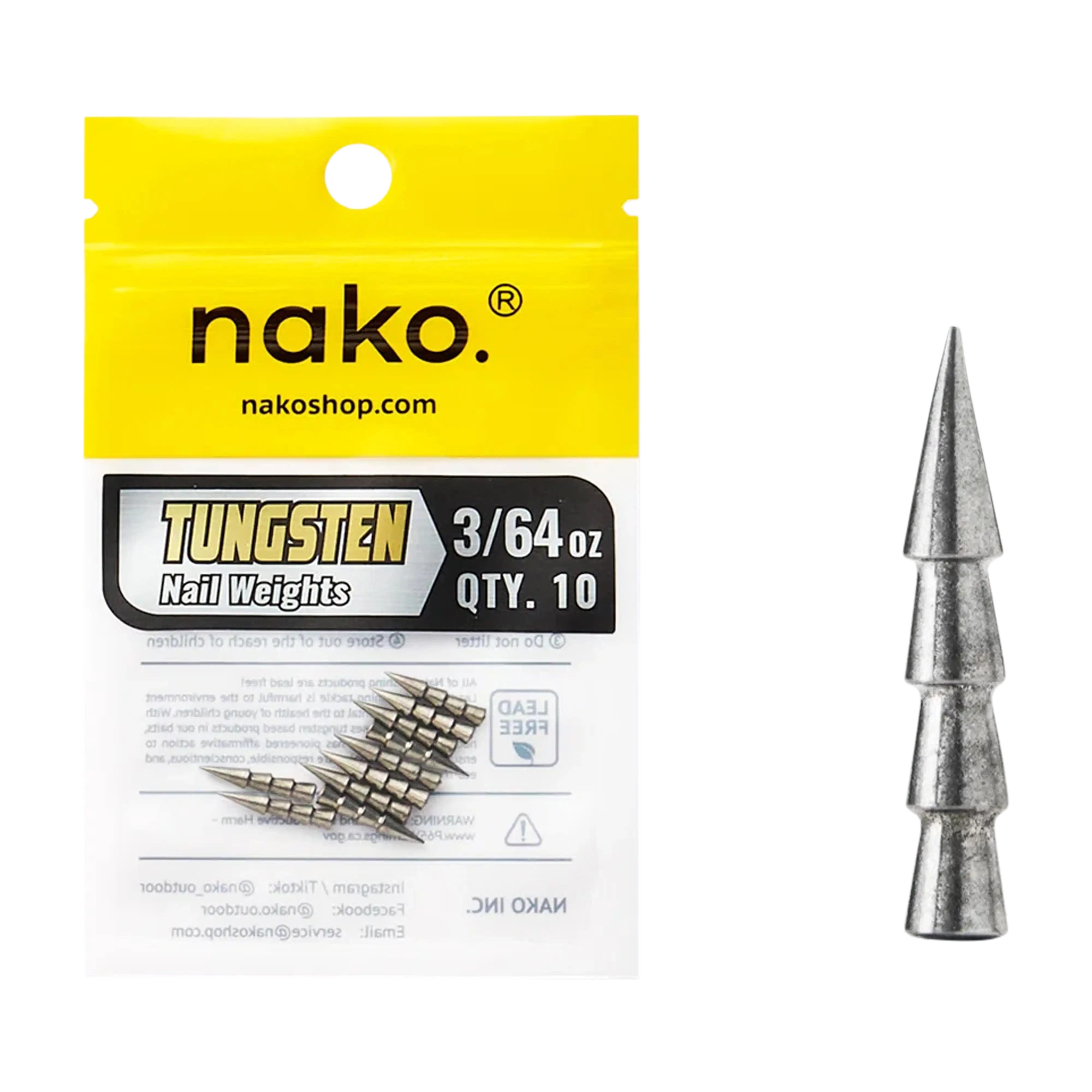 Nako Tungsten Nail Weights - 10pk