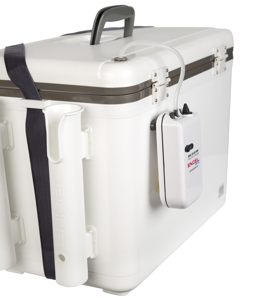 Engel 30 Durable Quart Bait Dry Box and Cooler with Rod Holders White 2 Pack