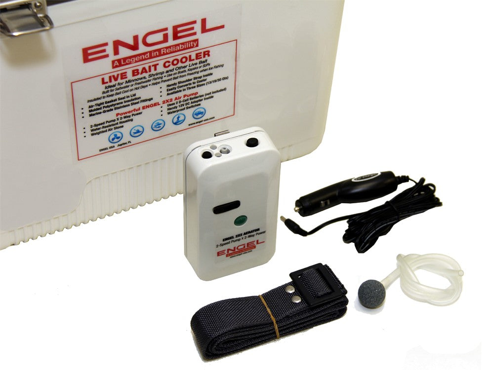 Engel Tan Live Bait Pro Cooler with Rechargeable Aerator & Stainless Hardware 13qt by Engel Coolers
