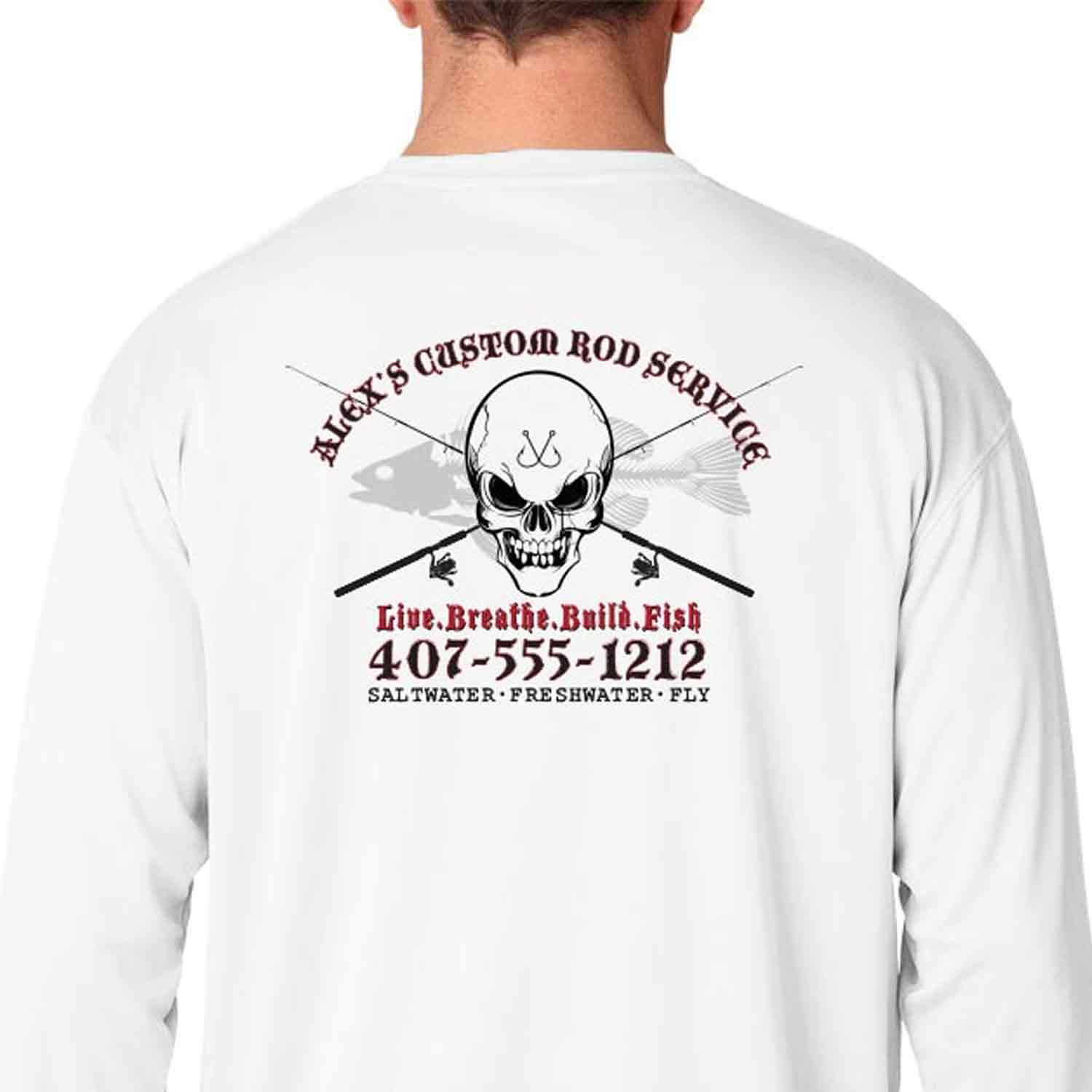 Long-Sleeve Mesh Performance Tee: Skull with Crossing Rods
